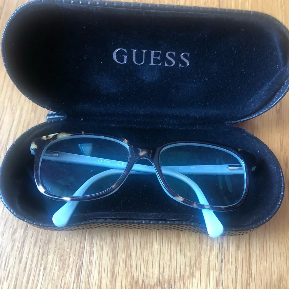 GUESS Tortoiseshell Frames with Light Blue Temples